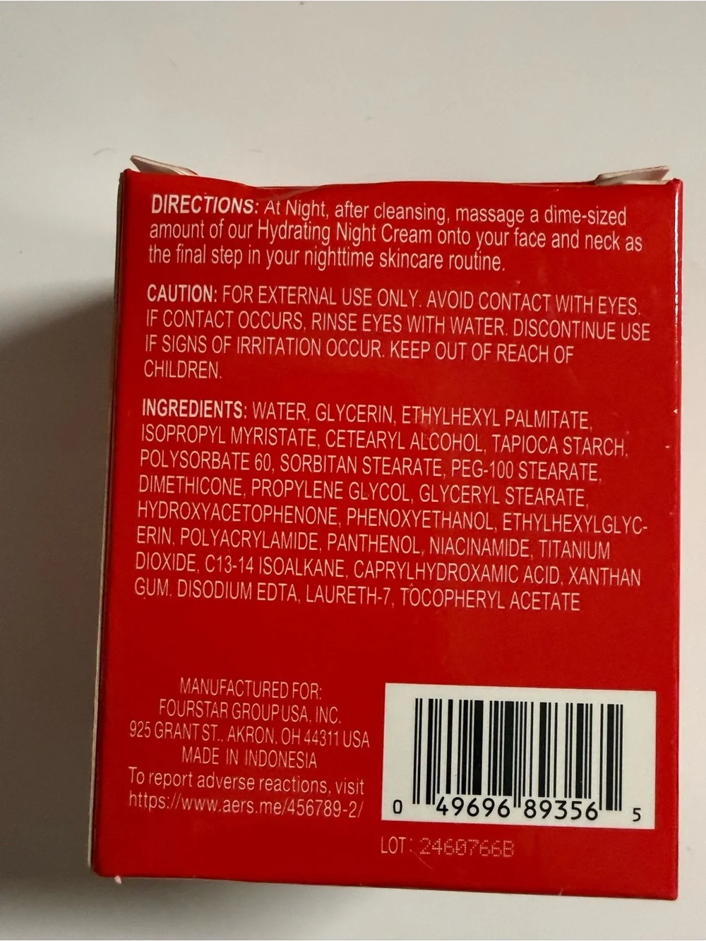 Revitalizing Hydrating Night Cream - Red